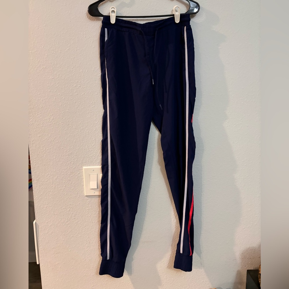 Fabletics Joggers / Track Pant Blue W/ Red and white Stripe Sz Women’s XS